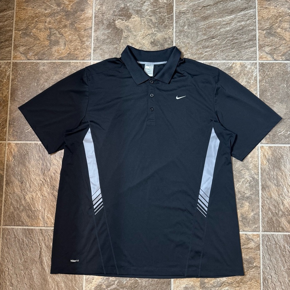 Nike Golf Polo Shirt Black Performance DriFit Sport Short Sleeve Mens Size XXL
